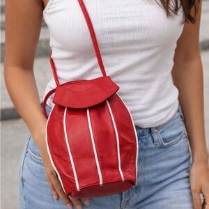 Gorgeous Unique ESCADA RED LEATHER Crossbody Handbag. Vintage MADE ITALY